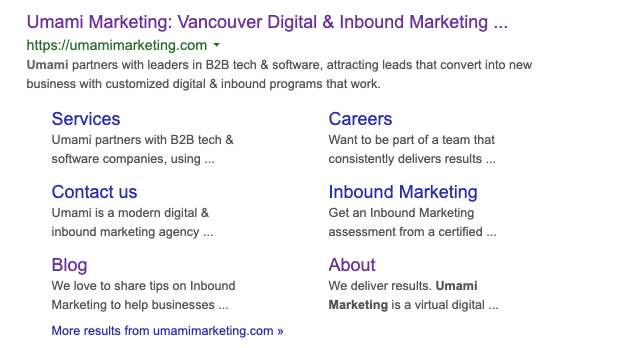 Umami Sitelinks | Inbound Marketing | Umami Marketing